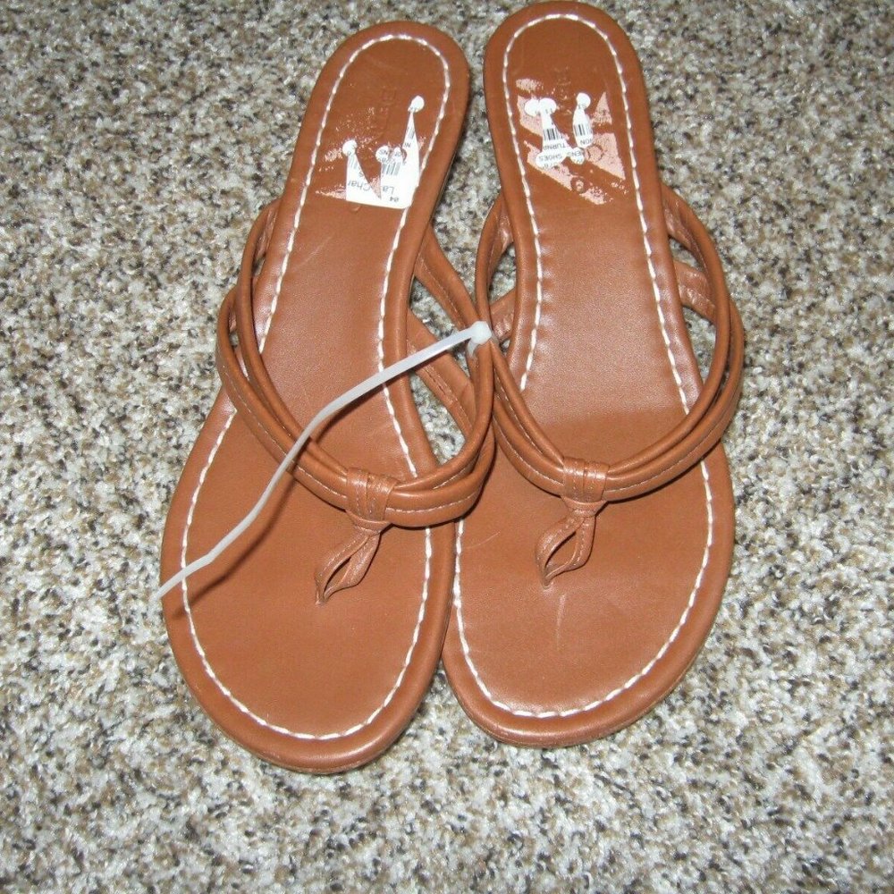 Bernardo Luggage Leather Knot Wedge Sandal NEW